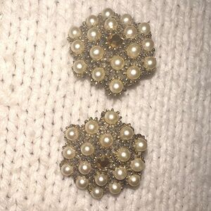 Vintage Faux Pearl & Rhinestone Clip-on Earrings
